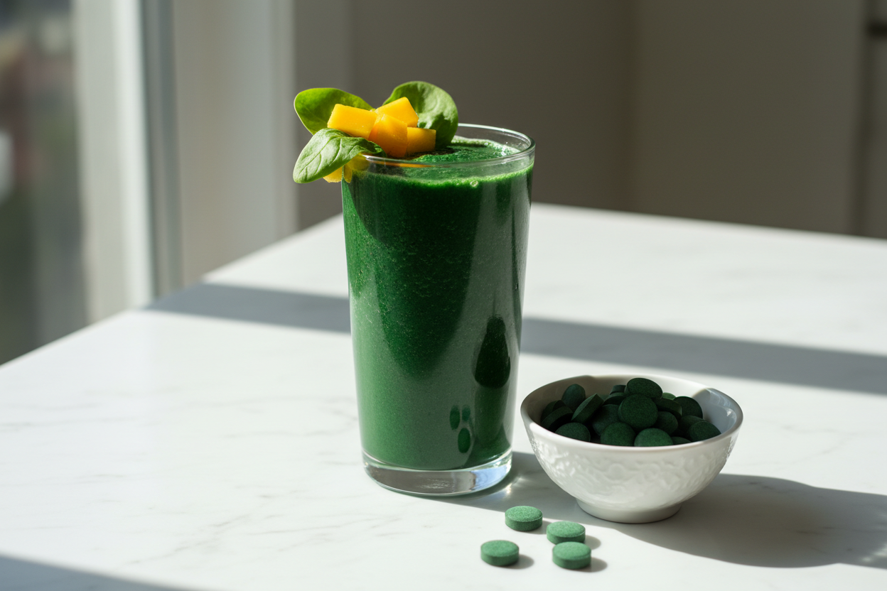 Green Energy Smoothie with ENERGYBITS Organic Spirulina
