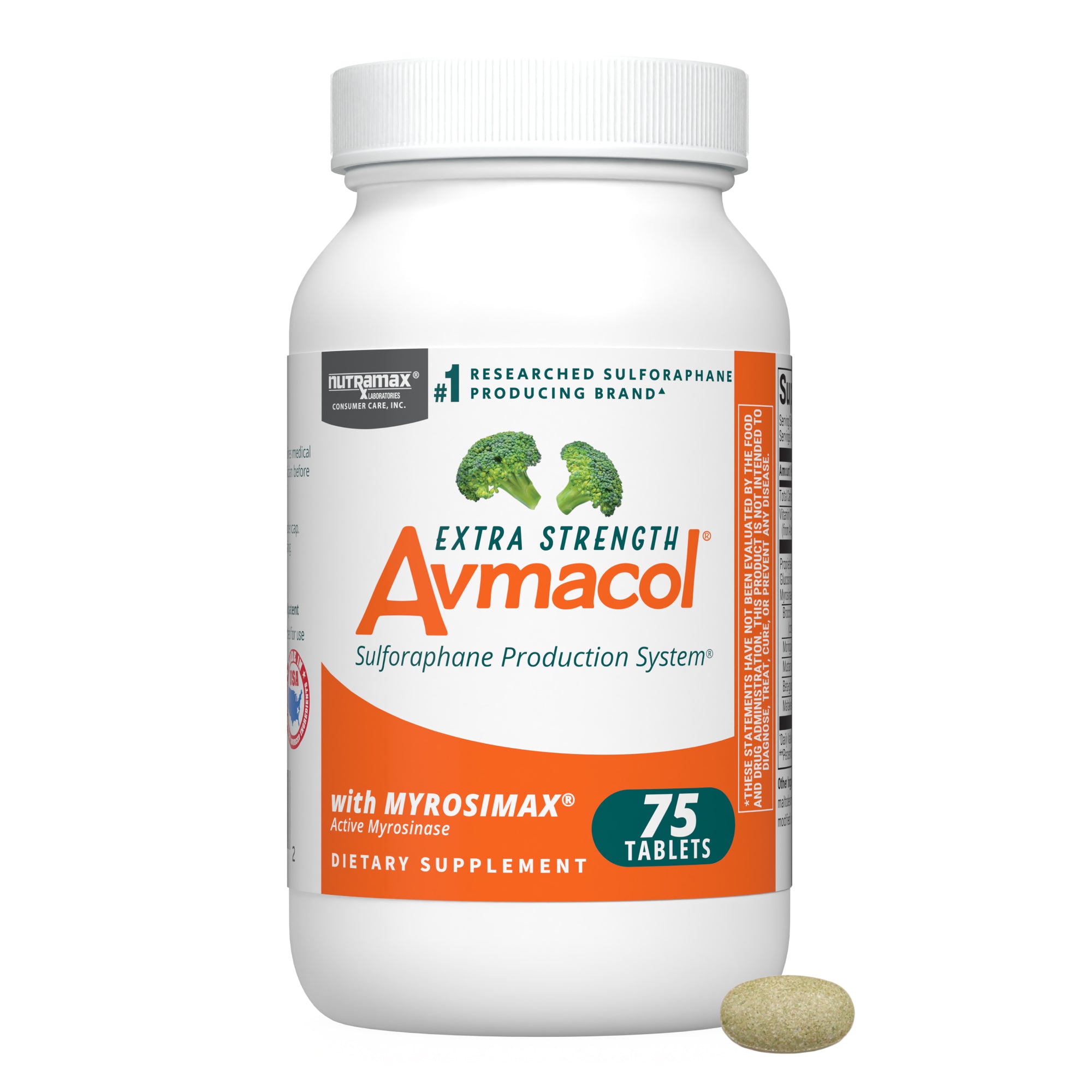 ARllX アリックス NUTRIFll Nutramax Avmacol Extra Strength Broccoli Supplement - 75 Tablets