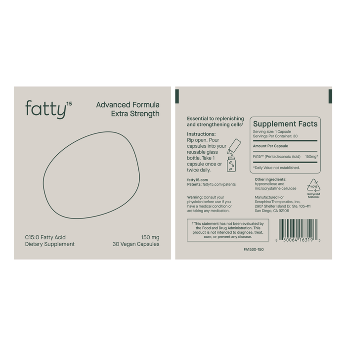 Fatty15 Advanced Formula Extra Strength  300mg Per Serving 60 Capsules REFILL