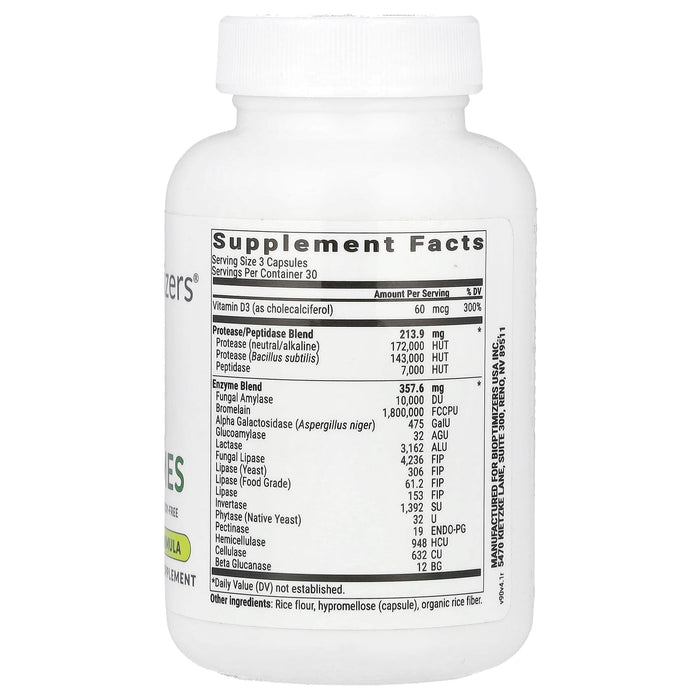 BiOptimizers MassZymes Complete Digestive Enzymes 90 Veg Capsules