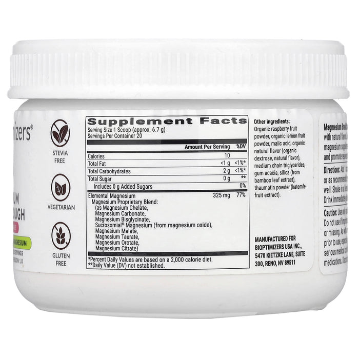BiOptimizers Magnesium Breakthrough Drink Raspberry Lemonade 20 Serving
