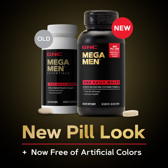 GNC Mega Men One Daily Multivitamin 60 Caplets-New Look