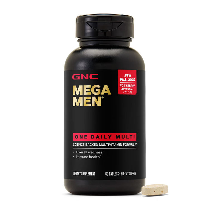 GNC Mega Men One Daily Multivitamin 60 Caplets-New Look