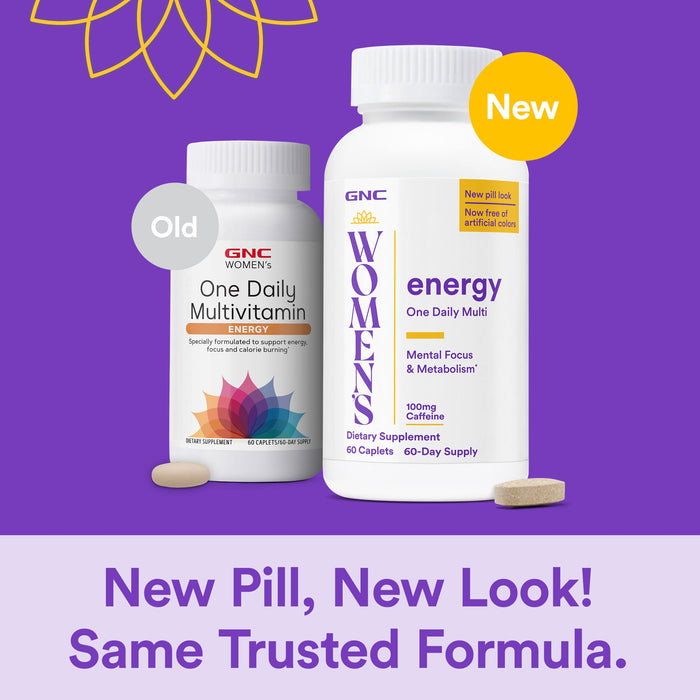 GNC Women's One Daily Multivitamin Energy 60 Caplets-New Look