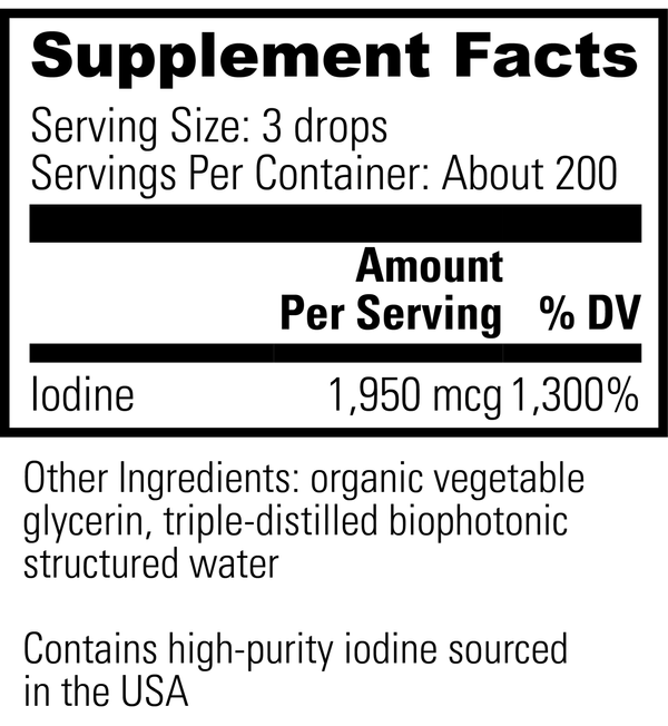 Global Healing Detoxadine - Organic Nascent Iodine Liquid Supplement Drops 30mL, 1 fl oz