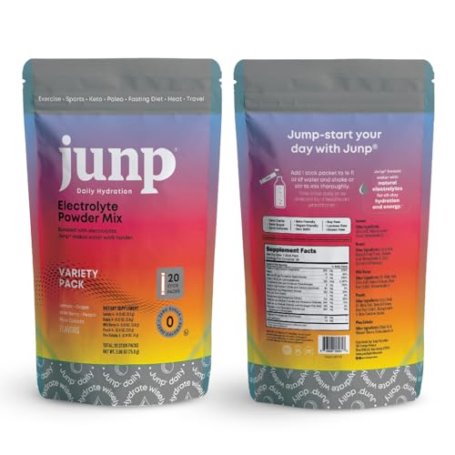 Zahler JUNP Sugar Free Electrolytes Powder Packets 5 Flavor Variety Pack 20 Count