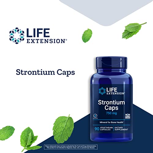 Life Extension Strontium Caps 750 mg - Bone Health Supplement - Supports Bone Tissue Density & Promotes Healthy Bone Aging – Non-GMO, Gluten-Free – 90 Vegetarian Capsules