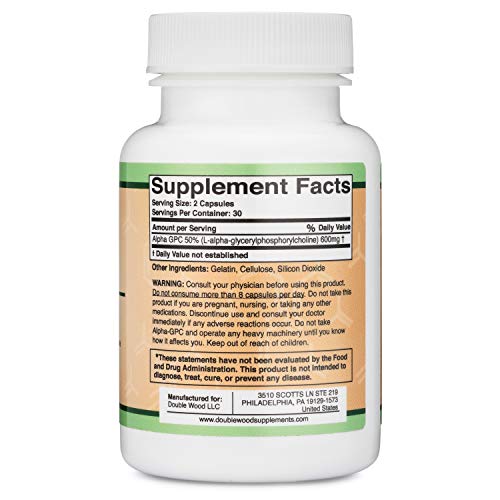 Double Wood Supplements Alpha GPC Choline Capsules 60 Count