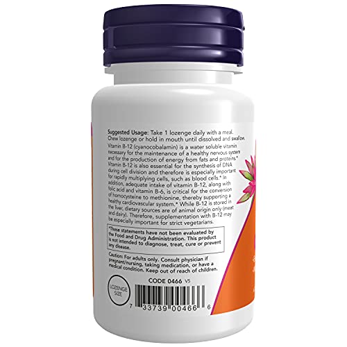 NOW Supplements Vitamin B-12 1,000 mcg 100 Lozenges