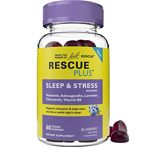 Bach RESCUE PLUS Sleep & Stress Support 60 Gummies Natural Blueberry Flavor