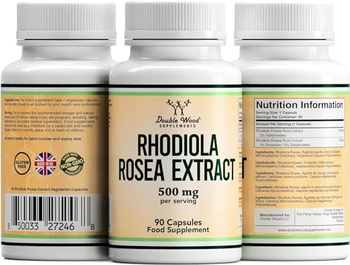 Double Wood 2er Pack Rhodiola Rosea - 2 x 90 Kapseln - 500mg Rhodiola - Rosea pro Portion