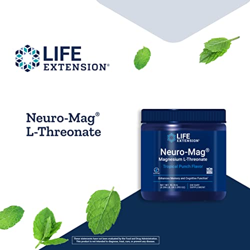 Life Extension Neuro-Mag Magnesium L-Threonate Powder Tropical Punch 30 Servings