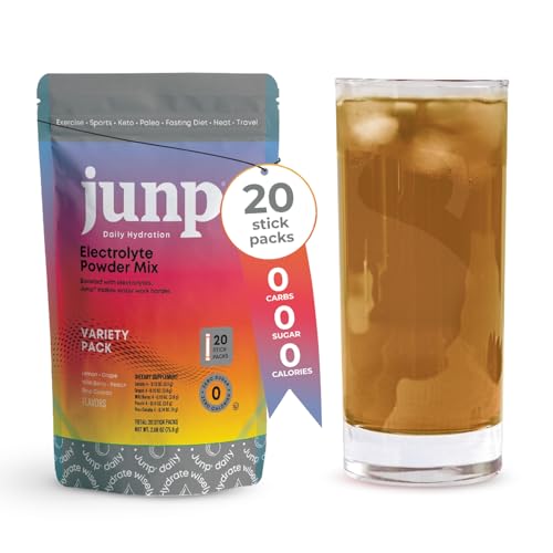 Zahler JUNP Sugar Free Electrolytes Powder Packets 5 Flavor Variety Pack 20 Count