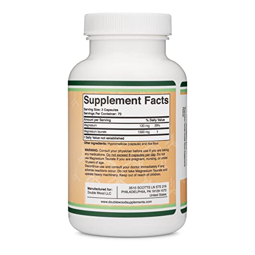 Double Wood Supplements Magnesium Taurate Supplement 210 Vegan Capsules