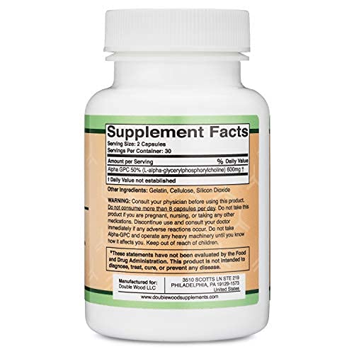 Double Wood Supplements Alpha GPC Choline Capsules 60 Count