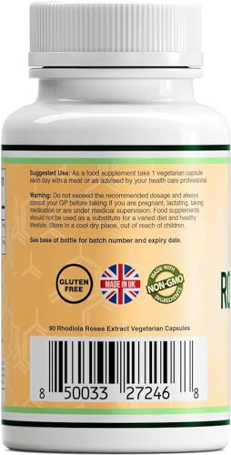 Double Wood 2er Pack Rhodiola Rosea - 2 x 90 Kapseln - 500mg Rhodiola - Rosea pro Portion