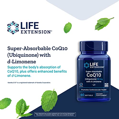 Life Extension Super-Absorbable CoQ10 (Ubiquinone) 50 mg with d-Limonene Non-GMO, Gluten Free - 60 Softgels