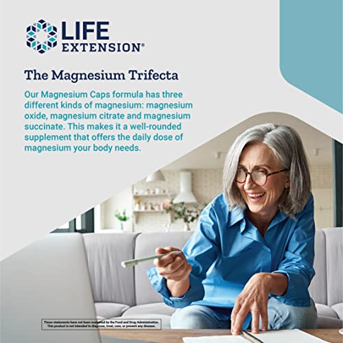 Life Extension Magnesium Caps 500 mg 100 Vegetarian Capsules