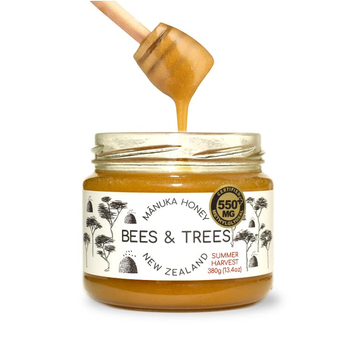 Bees & Trees 100% Pure Monofloral New Zealand Manuka Honey 550+ 13.4 oz