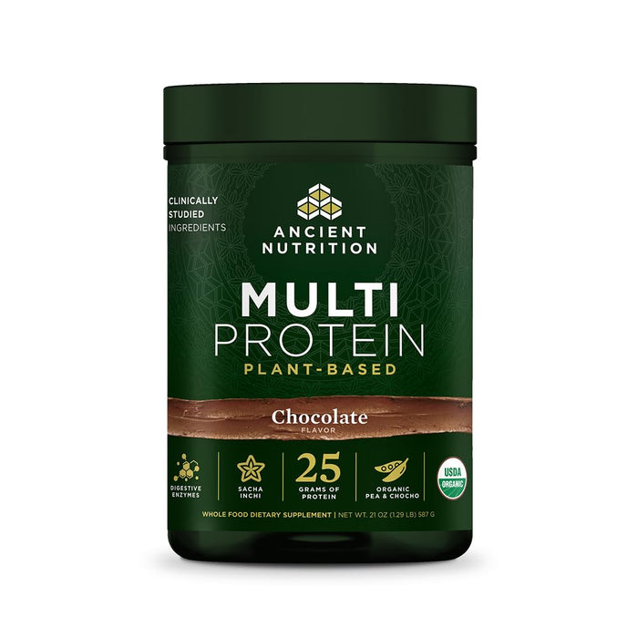 Ancient Nutrition Organic Multi Protein Plant Based Powder -  Chocolate -15 Servings