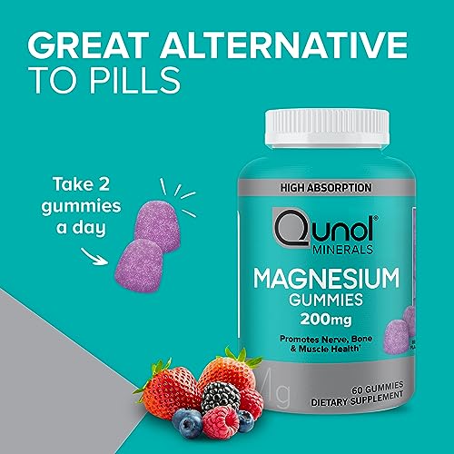 Qunol Magnesium Gummies for Adults 60 Count, Pack of 2