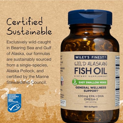 Wiley's Finest Wild Alaskan Fish Oil Easy Swallow Minis 180 Mini Softgels