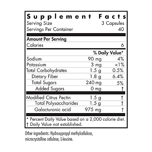 Allergy Research Group Modified Citrus Pectin - Low Molecular Weight - Cleansing - 120 Vegetarian Capsules