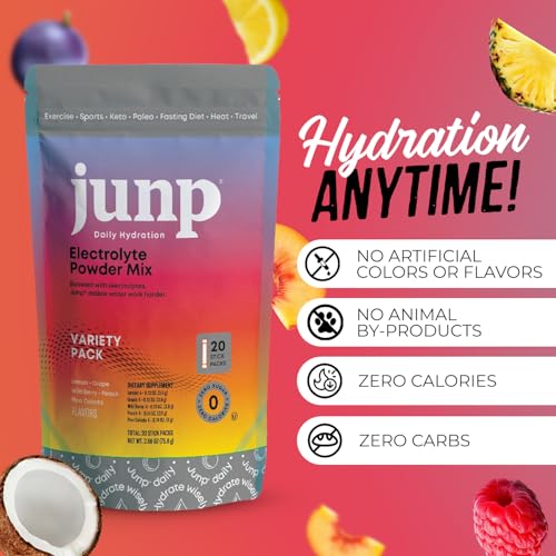 Zahler JUNP Sugar Free Electrolytes Powder Packets 5 Flavor Variety Pack 20 Count