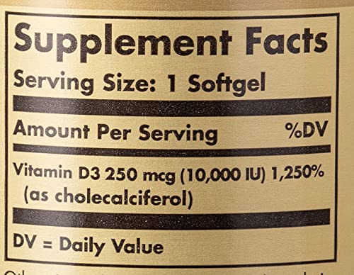 Solgar Vitamin D3 Cholecalciferol 250 MCG 10,000 IU 120 Softgels