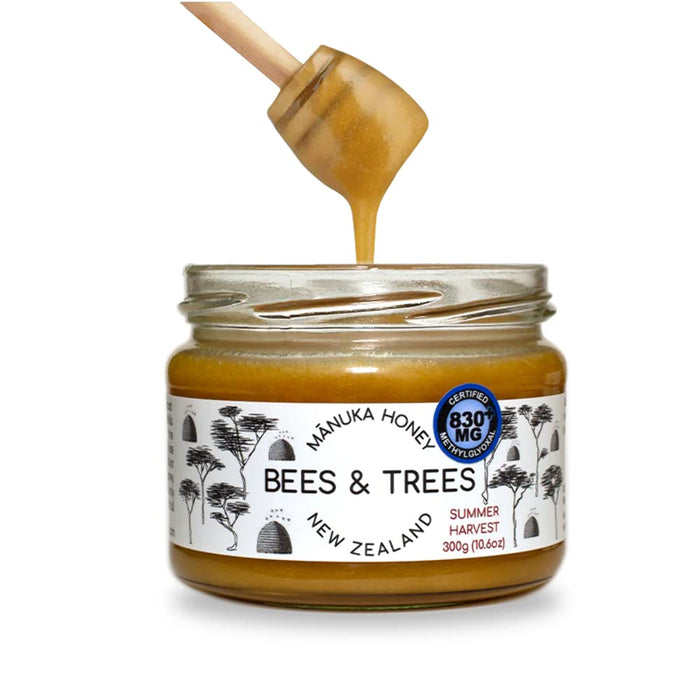 Bees & Trees 100% Pure Monofloral New Zealand Manuka Honey, 830+ MGO 10.6 oz