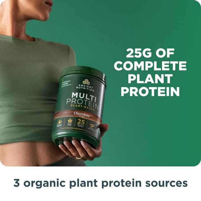 Ancient Nutrition Organic Multi Protein Plant Based Powder -  Chocolate -15 Servings