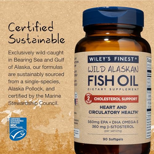 Wiley's Finest Wild Alaskan Fish Oil Cholesterol Support 90 Softgels