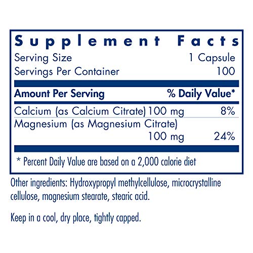 Allergy Research Group - Calcium Magnesium Citrate - Bone, Nervous System - 100 Vegetarian Capsules