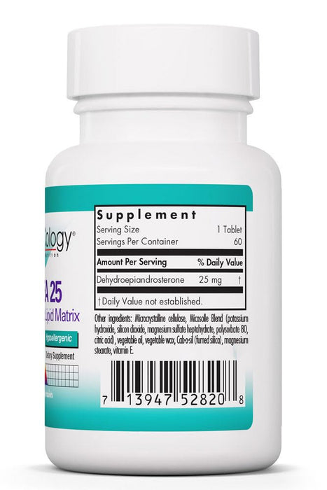 NutriCology DHEA 25 mg Micronized Lipid Matrix, 60 Tablets