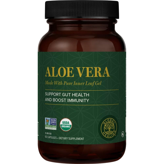 Global Healing Aloe Vera Bio-Active Organic Leaf Supplement - 60 Capsules