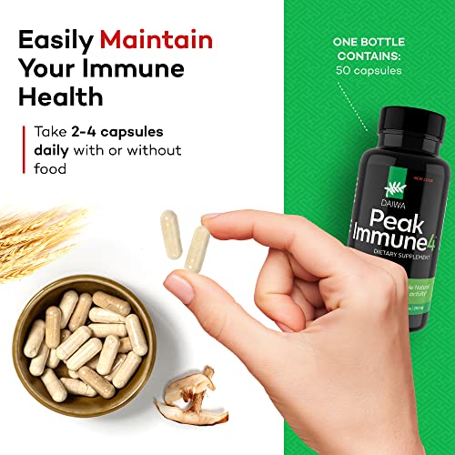 Daiwa PeakImmune4 - Natural Immune Support Supplement 50 Veg Capsules