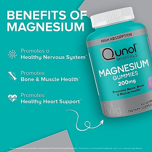 Qunol Magnesium Gummies for Adults 60 Count, Pack of 2