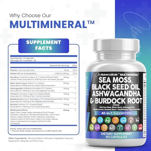 Clean Nutraceuticals Multi-Mineral with Sea Moss 60 Count