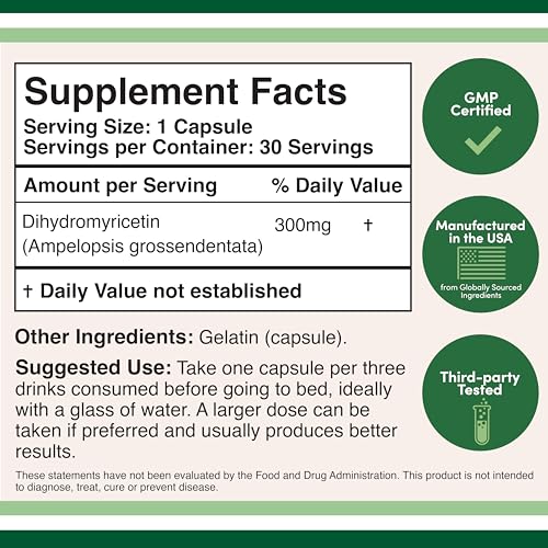 Dihydromyricetin (DHM) Liver Support Supplement 300mg, 30 Capsules