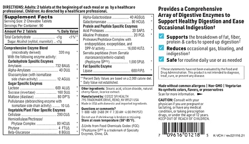 Klaire Labs Vital-Zymes Digestive Enzymes Chewable 180 Tablets