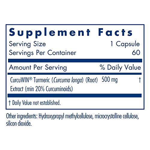 Allergy Research Group - CurcuWin 500 - Bioavailable Curcumin / Turmeric Extract - 60 Vegetarian Capsules