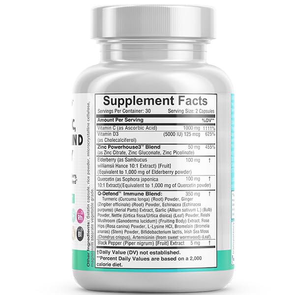 Clean Nutraceuticals Quercetin Zinc Immune Support 60 Caps