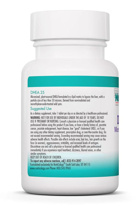NutriCology DHEA 25 mg Micronized Lipid Matrix, 60 Tablets