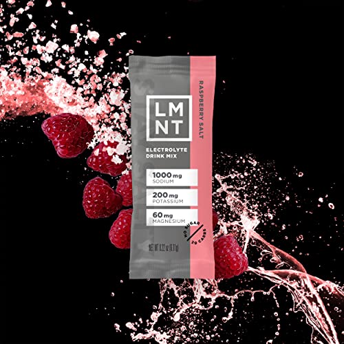 LMNT Keto Electrolyte Powder Packets Paleo Raspberry Salt 30 Sticks