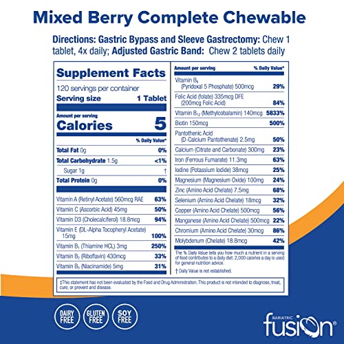 Bariatric Fusion Mixed Berry Chewable Multivitamin w Iron 120 Tabs
