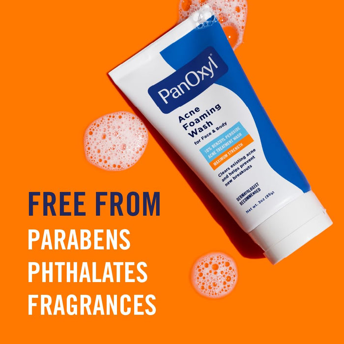 PanOxyl Acne Foaming Wash | 10% Benzoyl Peroxide - Face & Body 3 oz