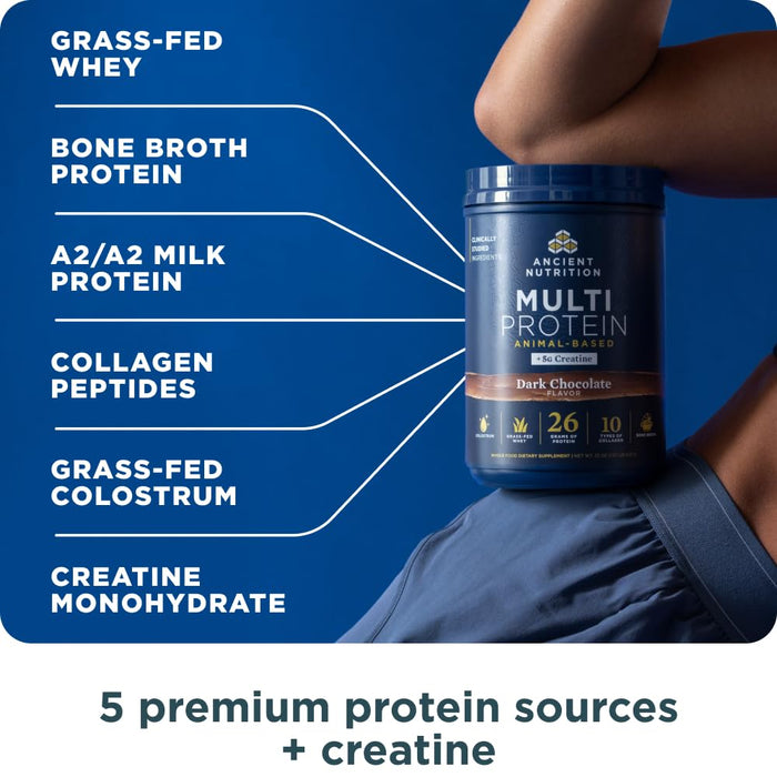 Ancient Nutrition Multi Protein Animal Based Powder- Dark Chocolate -15 Servings