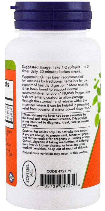 NOW Peppermint Gels 90 Softgels