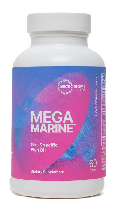 Microbiome Labs MegaMarine Omega 3 Fish Oil Supplements - 60 Softgels