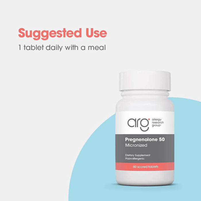 Allergy Research Group - Pregnenolone 50mg Micronized Lipid Matrix 60 Scored Tablets